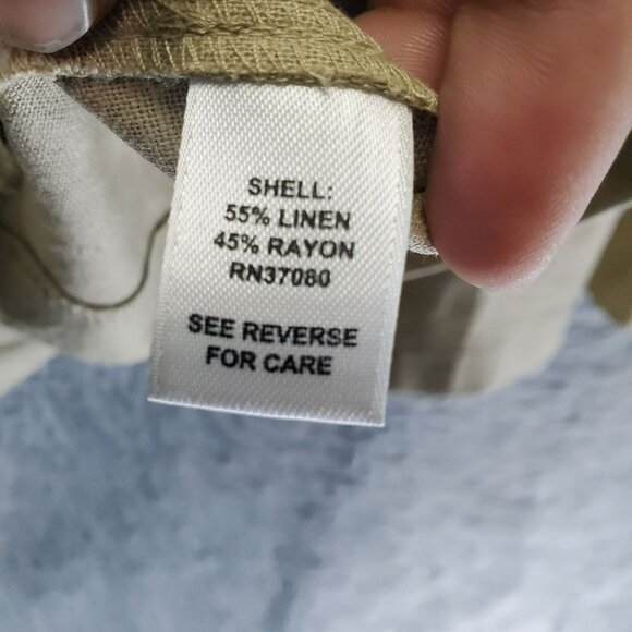 Cato Jacket Womens 18W/20W Tan 3/4 Sleeve Linen Blend Pleated Button Front - Picture 4 of 9